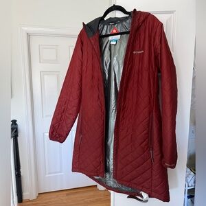 Columbia Women's Long Quilted Burgundy Jacket w Omni Heat Liner